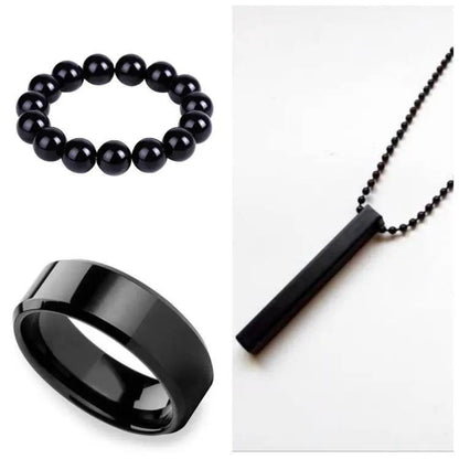 Vertical bar boys pendant ring and bracelet set pack of tree
