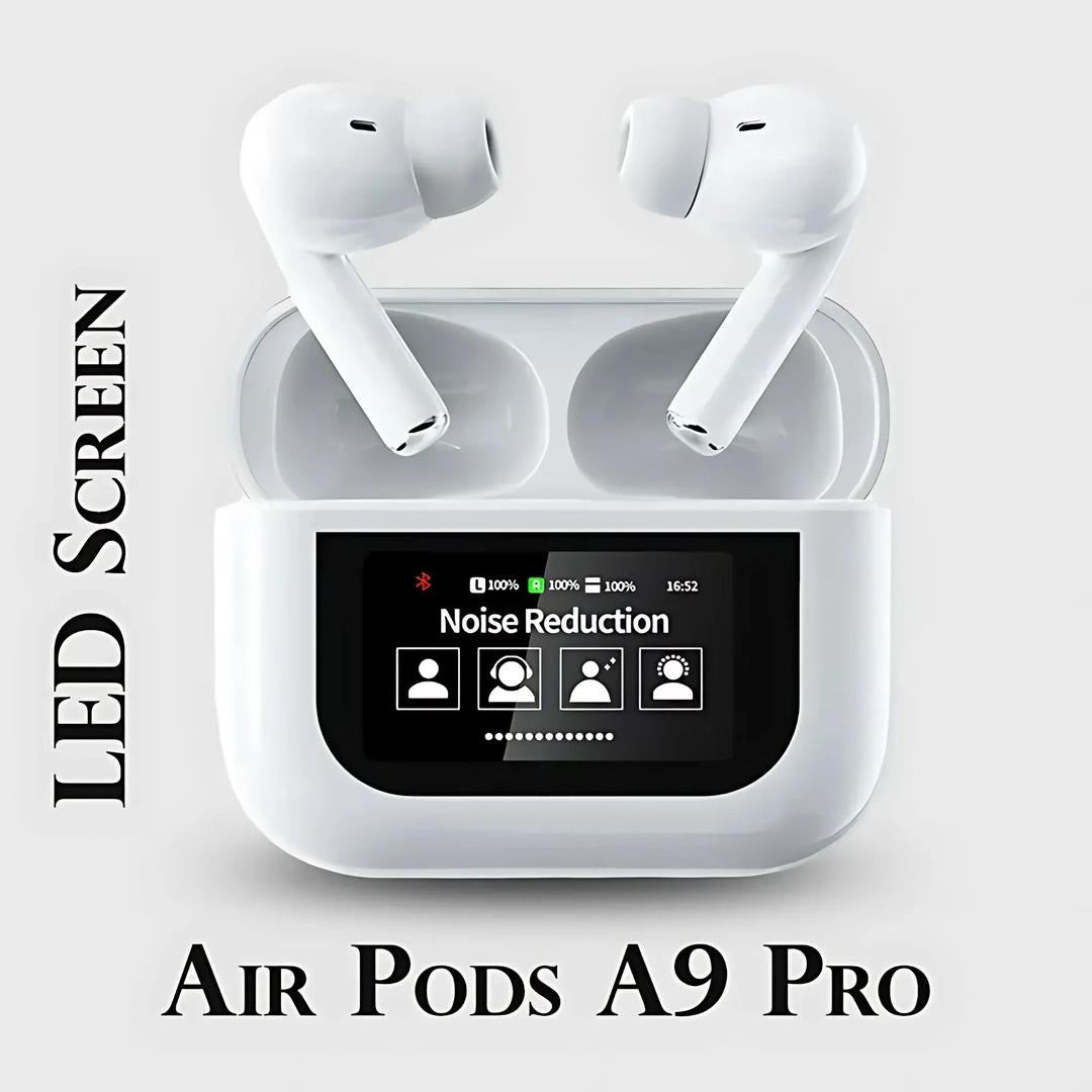 White AirPods with advance noise cancellation -A9pro