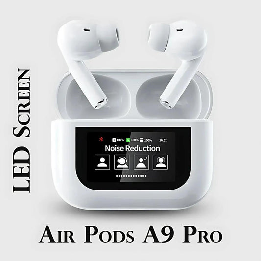 White AirPods with advance noise cancellation -A9pro
